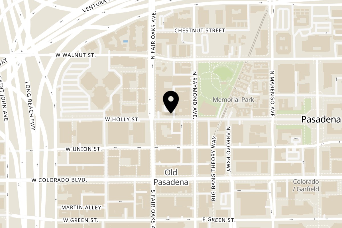 Map showing the location of Mama M Sushi on 29 E Holly St in Pasadena